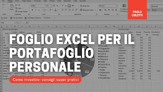 File Excel per la gestione del portafoglio personale [upl. by Arretahs215]