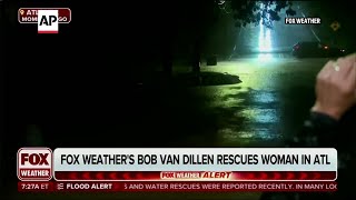 A TV reporter was doing a live hurricane report when he rescued a woman from a submerged car [upl. by Danyluk515]