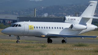 Dassault Falcon 900B landing and takeoff at St EtienneLoire Airport EBULFMH [upl. by Amarette52]