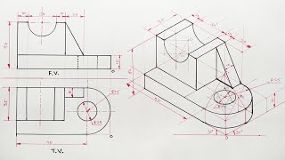 Engineering drawing  Isometric view  Isometric drawing  How to draw isometric view [upl. by Golliner]