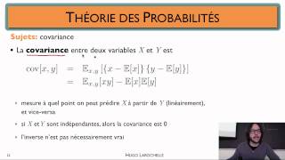 Apprentissage automatique 23  Formulation probabiliste  espérance variance et covariance [upl. by Brant]