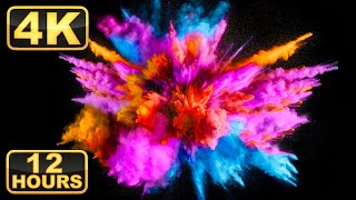 Colorful Powder Explosions 12 Hours 4K Screensaver with Relaxing Music for Meditation [upl. by Traci]