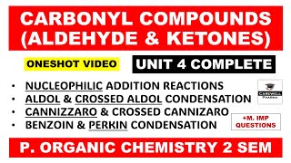 Unit 4 Carbonyl Compounds  Complete  Aldehyde and Ketones  organic chemistry b pharm 2nd semester [upl. by Davie]