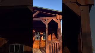 Our biggest building yet 14x40 log cabin with timber frame porch pinehillbarns logcabin tinyhome [upl. by Ayle]