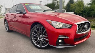 2021 Infiniti Q50S Red Sport 400 Review  Start Up Revs Walk Around and Test Drive [upl. by Aivilys789]