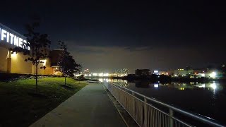 Night walk along the Passaic River in Kearny New Jersey USA  Kearny Riverwalk [upl. by Whitcomb]