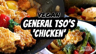 VEGAN GENERAL TSOS CHICKEN RECIPE glutenfree  Marys Test Kitchen [upl. by Izogn]