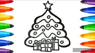 Merry Christmas Drawing  Christmas Drawing Easy Steps  Christmas Tree Drawing  Painting for kids [upl. by Alinoel]