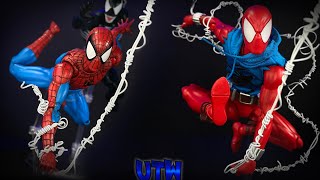 Posing Mafex SpiderMan Classic amp Scarlet Spider Action figures 4k [upl. by Winnifred525]