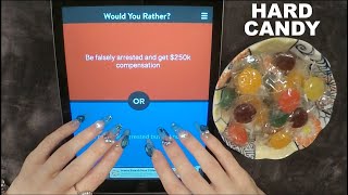 ASMR Eating Hard Candy amp Playing Would You Rather on iPad  Whispered  Long Nail Tapping [upl. by Oer]