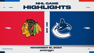 NHL Highlights  Blackhawks vs Canucks  November 16 2024 [upl. by Ettennor]