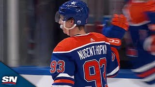 Oilers Ryan NugentHopkins Finishes Off Crafty GiveAndGo With Connor Brown [upl. by Nangem]