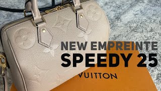 NEW LOUIS VUITTON SPEEDY BANDOULIERE 25 EMPREINTE TURTLEDOVE [upl. by Tilda]