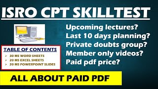 ISRO CPT Skill Test 2024  All about paid pdf [upl. by Lissa606]