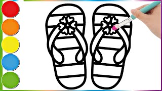 How to Draw FlipFlops  Beach slippers Drawing easy Chappal Easy Drawing [upl. by Bernarr]