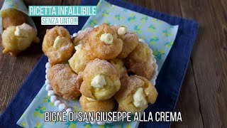 BIGNÈ DI SAN GIUSEPPE ALLA CREMA GONFI E SENZA UNTO  Ricetta Facile  Chiarapassion [upl. by Creamer]