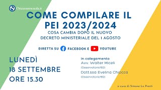 Come compilare il PEI 20232024 cosa cambia dopo il nuovo Decreto ministeriale del 1 Agosto [upl. by Ainnat79]