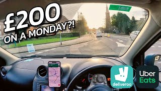 Can I Make £200 in ONE DAY with Deliveroo and Uber Eats Food Delivery Challenge [upl. by Silrak]