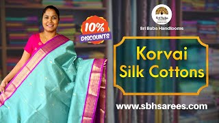 Exclusive Korvai Silk Cotton Saree Collections 14032024 [upl. by Tteltrab]