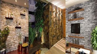 Stone Wall Cladding Interior Walls Living Room Stone Wall Cladding Designs Tv Wall Interior Design [upl. by Pahl682]