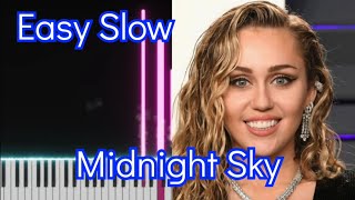 Midnight Sky  Miley Cyrus  Top American Songs  EASY SLOW Piano Tutorial [upl. by Cotsen]