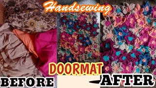 HOW TO MAKE DIY FLOWER DOORMAT USING OLD CLOTHS [upl. by Ariaz457]