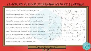 Pitman Shorthand  Exercise No25 Dictation 120 WPM  KZ Learning [upl. by Hultin543]