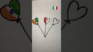 Three flag on heart ❤️ paintingart painting shortsvideo short [upl. by Avie]