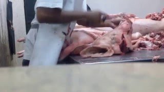 PORK HEAD SKINNING and TONGUE REMOVAL Head 1 [upl. by Chaddie]