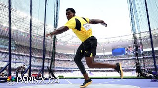 Jamaicas Roje Stona SHOCKS THE WORLD in winning mens discus gold at Paris Olympics  NBC Sports [upl. by Aneala]