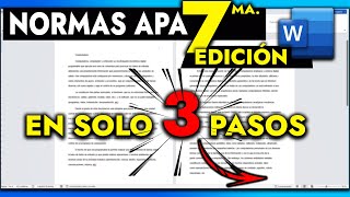 EN SOLO 3 PASOS  Cómo usar las Normas APA en WORD 7ma Edición  FORMATO APA EN WORD [upl. by Wolford]