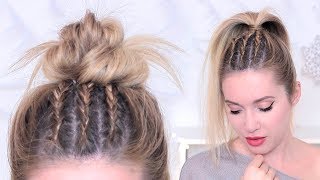 Tuto tresses africaines plaquéescollées  Messy bun RENTREE SCOLAIRE [upl. by Beitch]