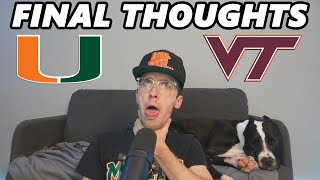 FINAL THOUGHTS on Miami Hurricanes vs Virginia Tech Game  Chokies in Trouble [upl. by Iknarf]