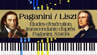 Paganini  Liszt  Études dexécution transcendante daprès Paganini S1404  Piano Tutorial [upl. by Noman]