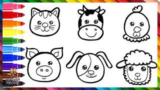 Dibuja y Colorea Animales De Granja Arcoiris 🐱🐮🐔🐷🐶🐑🌈 Dibujos Para Niños [upl. by Tena448]