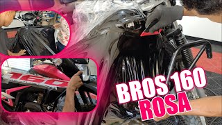 ADESIVO ROSA NA BROS 160 FICOU INCRIVEL A DONA GOSTOU MUITO [upl. by Adniled]