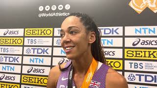 Katarina JohnsonThompson says its the best day of her life after winning 2023 Worlds Heptathlon [upl. by Drofiar]