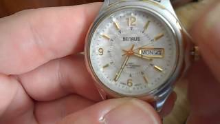 How to Change Day amp Date on a Benrus Two Tone Water Resistant Quartz Mens Watch [upl. by Yahsed854]