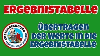 Ergebnistabelle Teil 1  Übertragen der Werte aus dem GuV in die Ergebnistabelle [upl. by Eoin174]