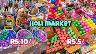 Cheapest Holi Market 2024  Exploring Gulal ColourPichkari ₹3RS holi stash😱 sadar bazar delhi [upl. by Brander]