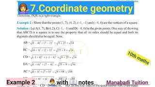 10th class math Chapter 7 Coordinate geometry Example 2 CBSENCERT [upl. by Cinimmod]