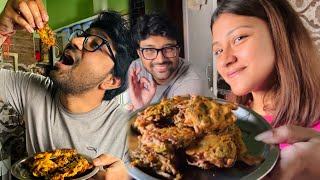 Dhone Patar Pakora Bengali Recipe  Our first cooking together [upl. by Palmer]