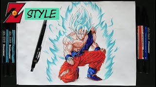 Drawing GOKU BLUE  DBZ STYLE  Dragonball Art [upl. by Uase]