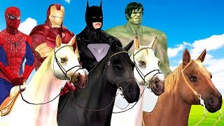 Horse Racing Videos Ironman Captain America Hulk Spiderman Horse Race  Cartoons for Children [upl. by Leanatan]