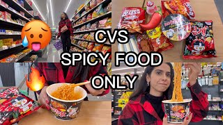 🇰🇷CVS RED SPICY FOOD CHALLENGE ONLY 🥵🌶️ clothes shopping in Downtown  street food🛍️ [upl. by Htelimay]