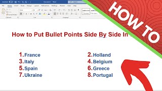 How to Put Bullet Points Side By Side In Word In Two Columns [upl. by Gonsalve189]