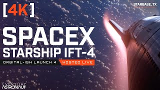 4K Watch SpaceX Starship FLIGHT 4 launch and reenter LIVE [upl. by Orten]