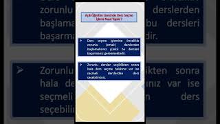 AÖL Ders Seçme İşlemi Nasıl Yapılır [upl. by Edie]