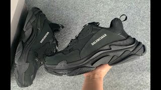 BALENCIAGA TRIPLE S CLEAR SOLE DOUBLE BLACK [upl. by Mellins778]