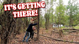 THE HOUSE AREA IS ALMOST CLEARED farm homesteading RV life RV living [upl. by Gualterio]